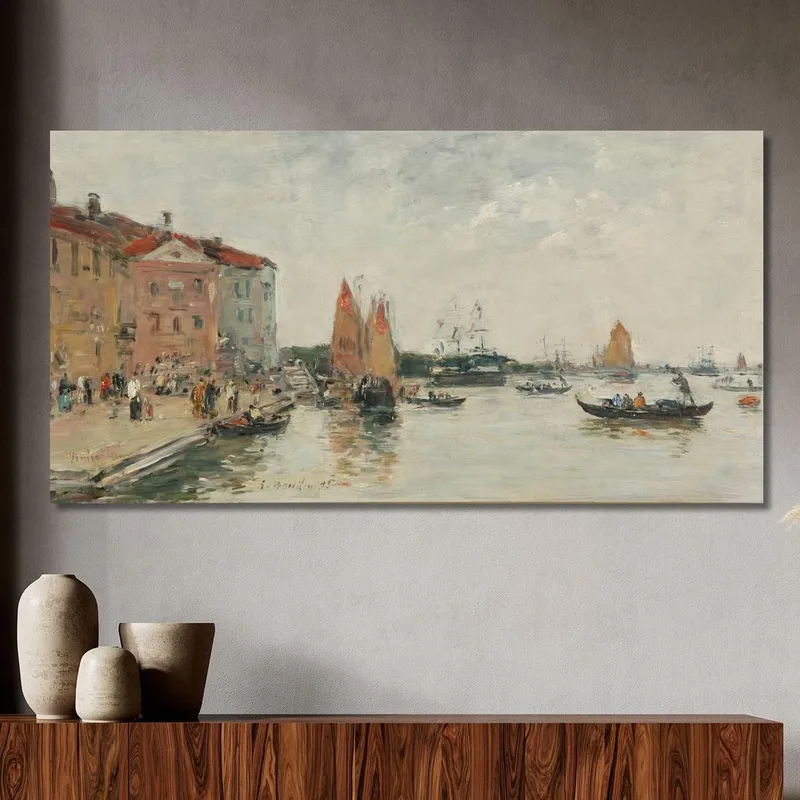 Venecia El Muelle Y La Iglesia San Biagio Eugène Boudin