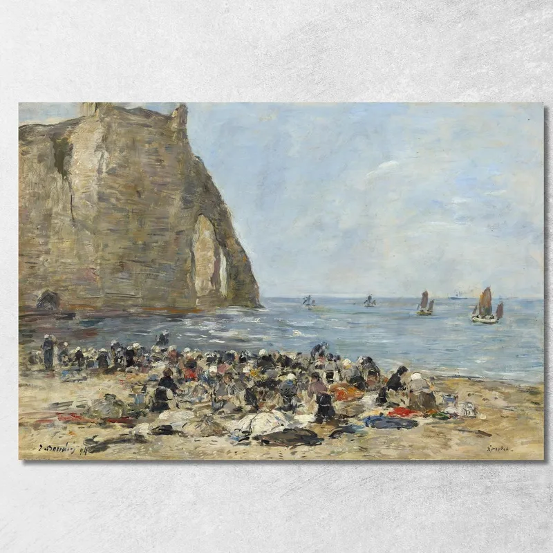 Lavanderas En La Playa De Etretat Eugène Boudin cuadro en lienzo