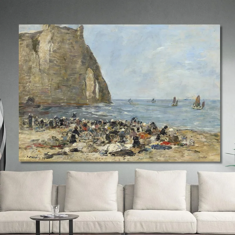 Lavandaie Sulla Spiaggia Di Étretat Eugène Boudin