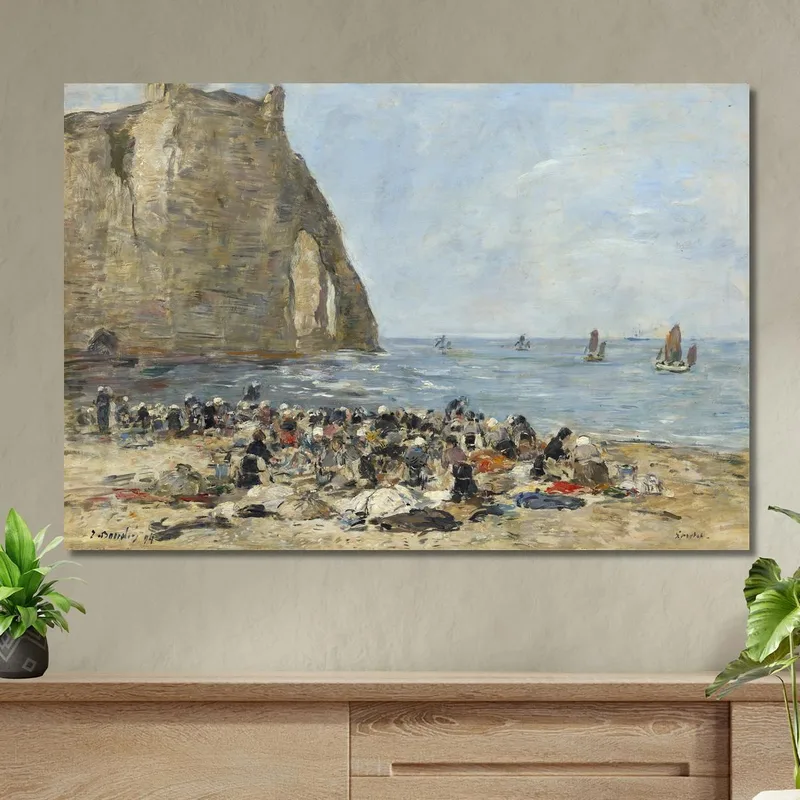 Lavandaie Sulla Spiaggia Di Étretat Eugène Boudin