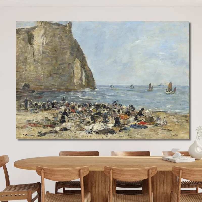 Lavandaie Sulla Spiaggia Di Étretat Eugène Boudin