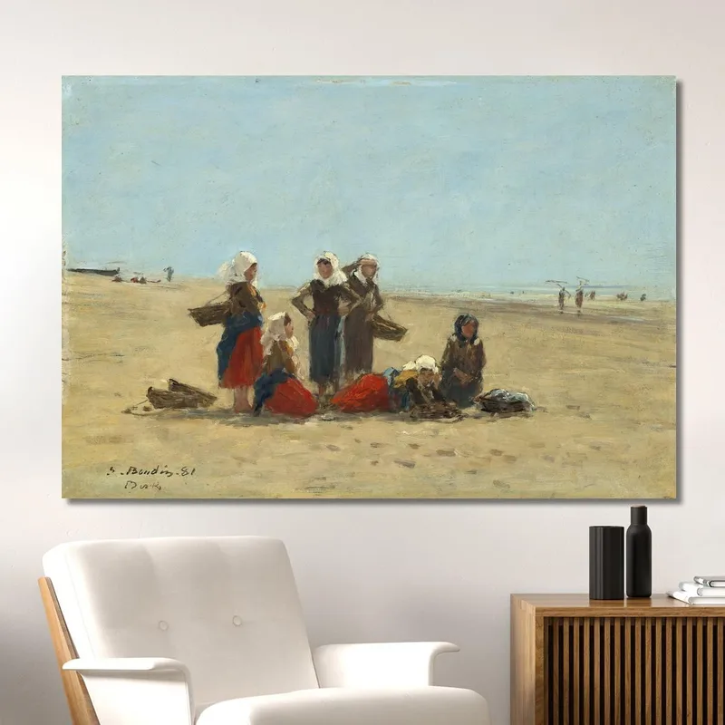 Frauen Am Strand Von Berck Eugène Boudin