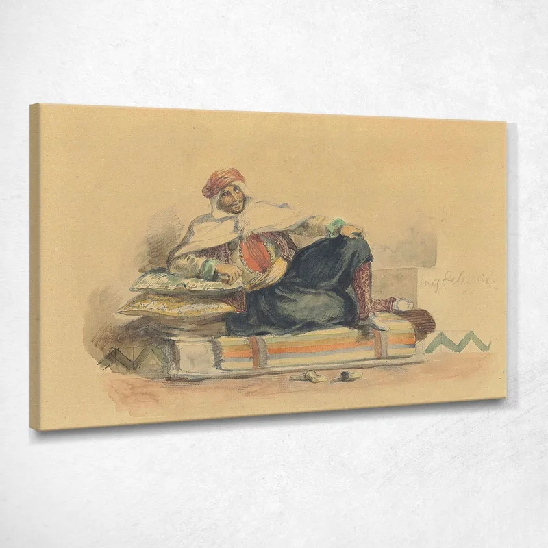 Un Berbero Seduto Su Un Divano Basso Eugène Delacroix quadro stampa su tela