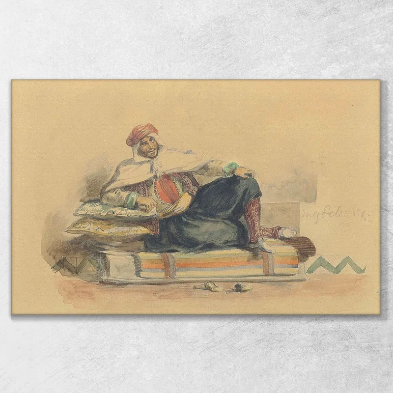 Un Berbero Seduto Su Un Divano Basso Eugène Delacroix