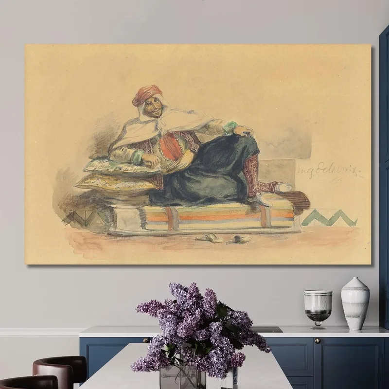 Un Berbero Seduto Su Un Divano Basso Eugène Delacroix