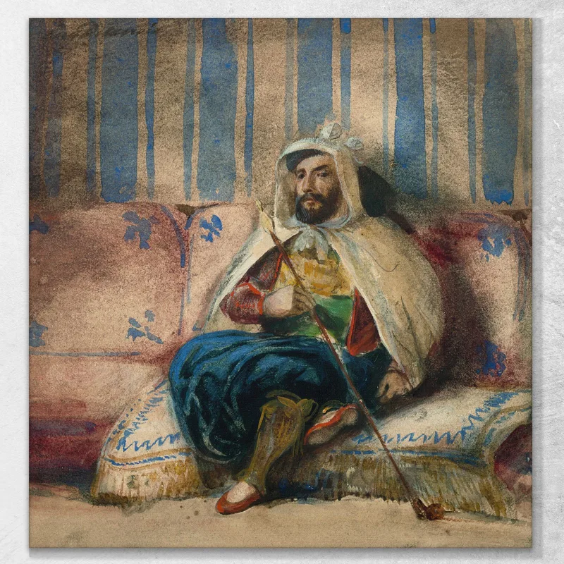 Un Uomo In Costume Orientale Fuma Su Un Divano Eugène Delacroix