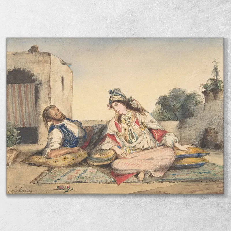 Una Coppia Marocchina Sulla Loro Terrazza Eugène Delacroix