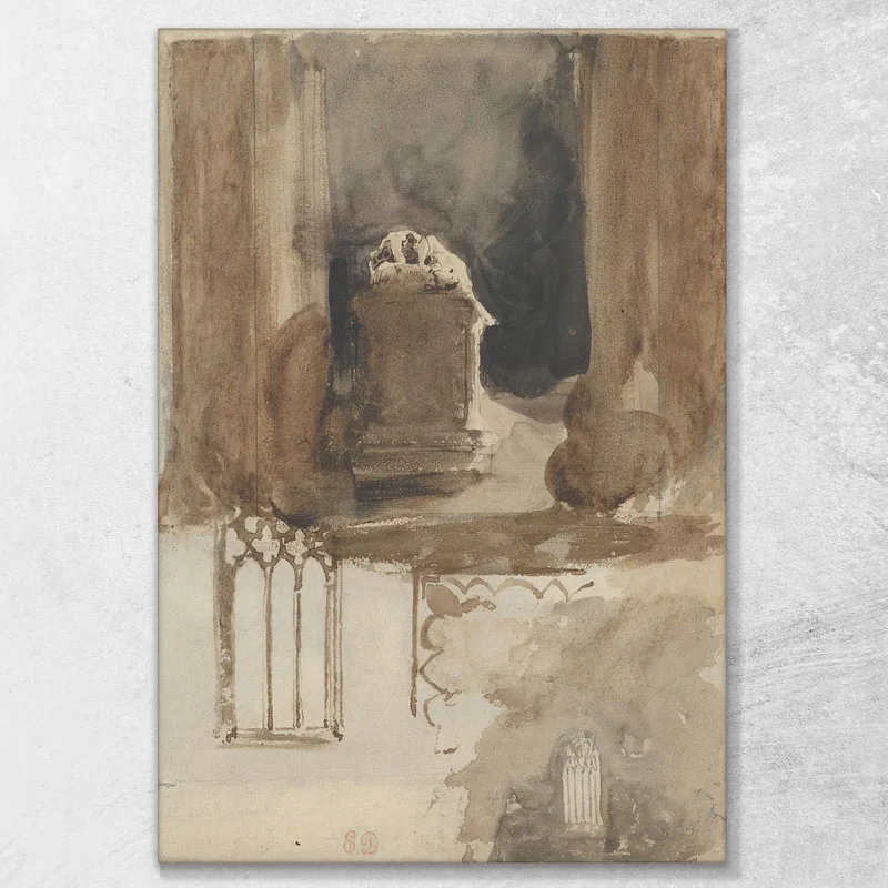 Una Tomba E Studi Di Finestre Nella Chiesa Dell'Abbazia Di Valmont Eugène Delacroix