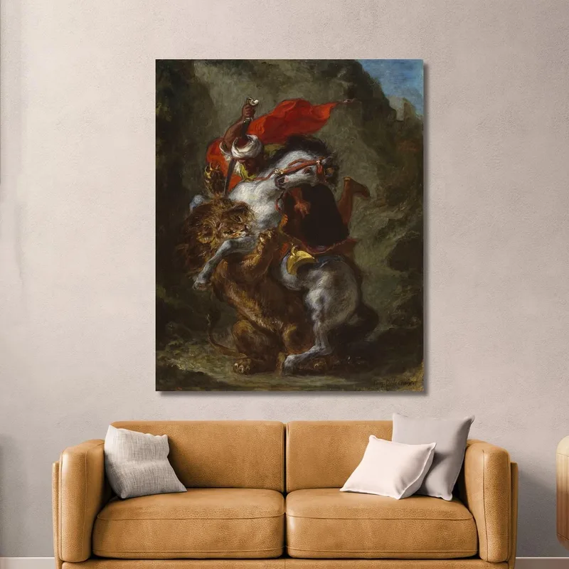 Cavaliere Arabo Attaccato Da Un Leone Eugène Delacroix