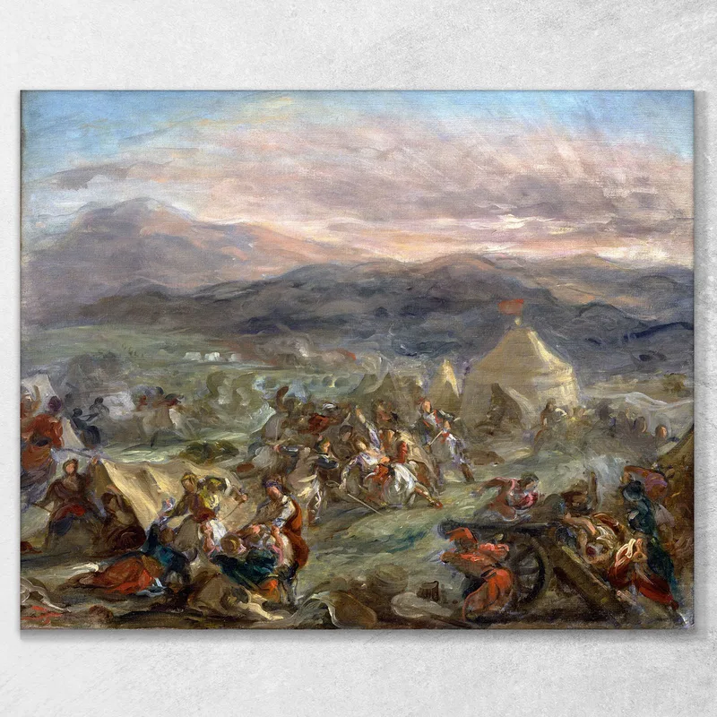 Botzaris Sorprende L'Accampamento Turco E Cade Ferito A Morte Eugène Delacroix