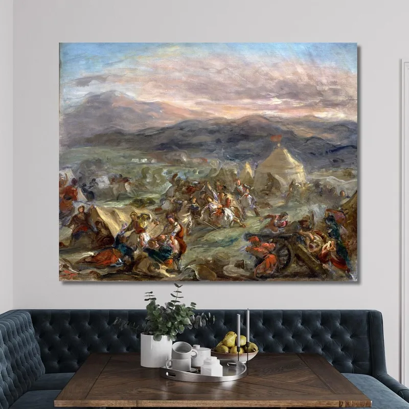 Botzaris Sorprende L'Accampamento Turco E Cade Ferito A Morte Eugène Delacroix