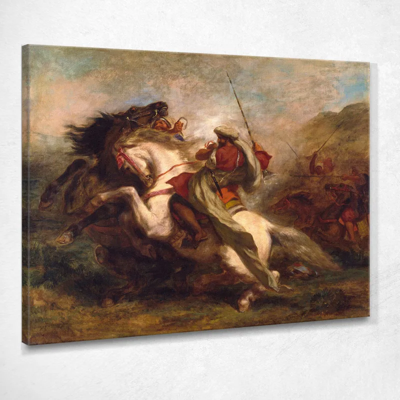 Collisione Di Cavalieri Moreschi Eugène Delacroix quadro stampa su tela