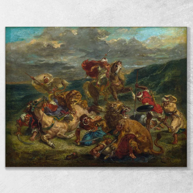 Caza Del León Eugène Delacroix