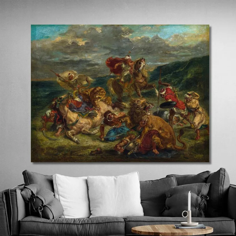 Caza Del León Eugène Delacroix