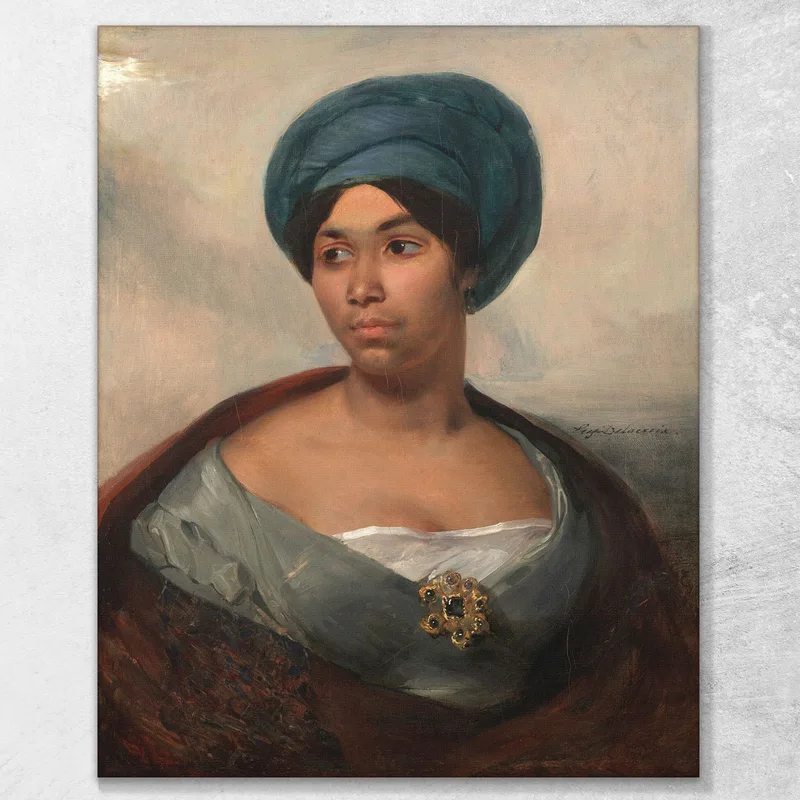 Ritratto Di Donna Con Turbante Blu Eugène Delacroix