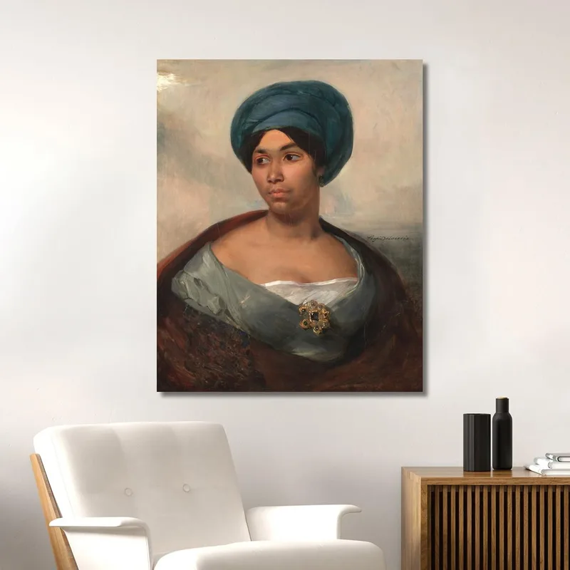 Ritratto Di Donna Con Turbante Blu Eugène Delacroix