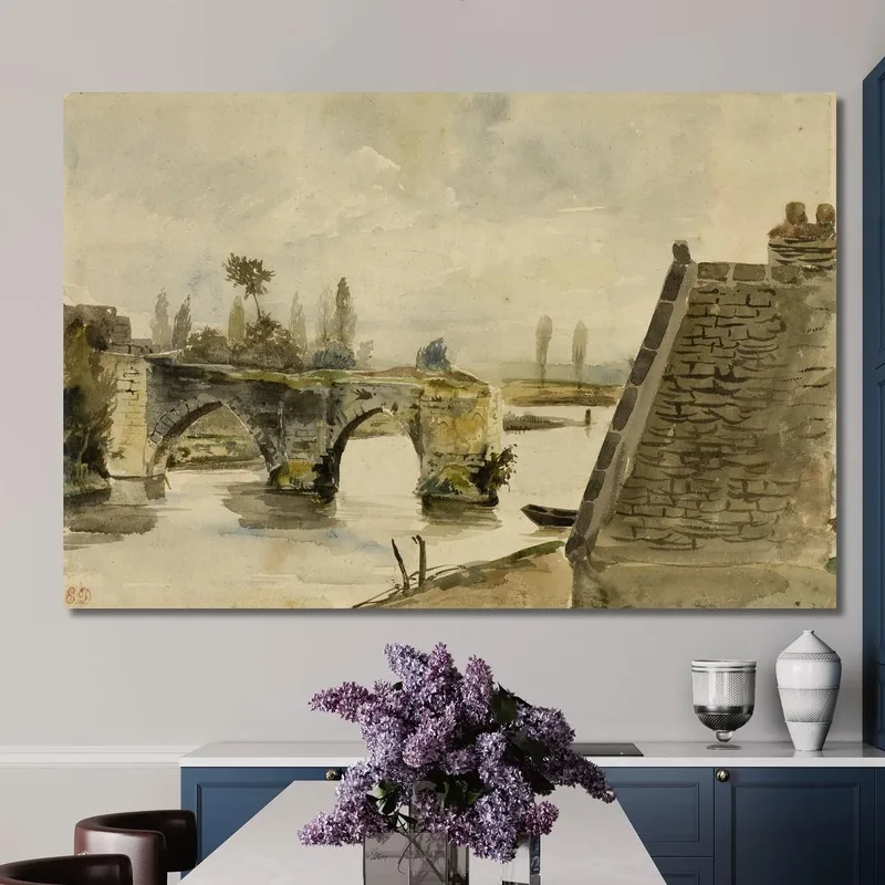 Die Alte Brücke In Nantes Eugène Delacroix