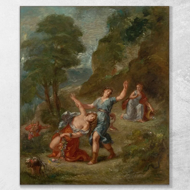 Der Frühling Eurydike Wird Beim Blumenpflücken Von Einer Schlange Gebissen Eurydikes Tod Eugène Delacroix