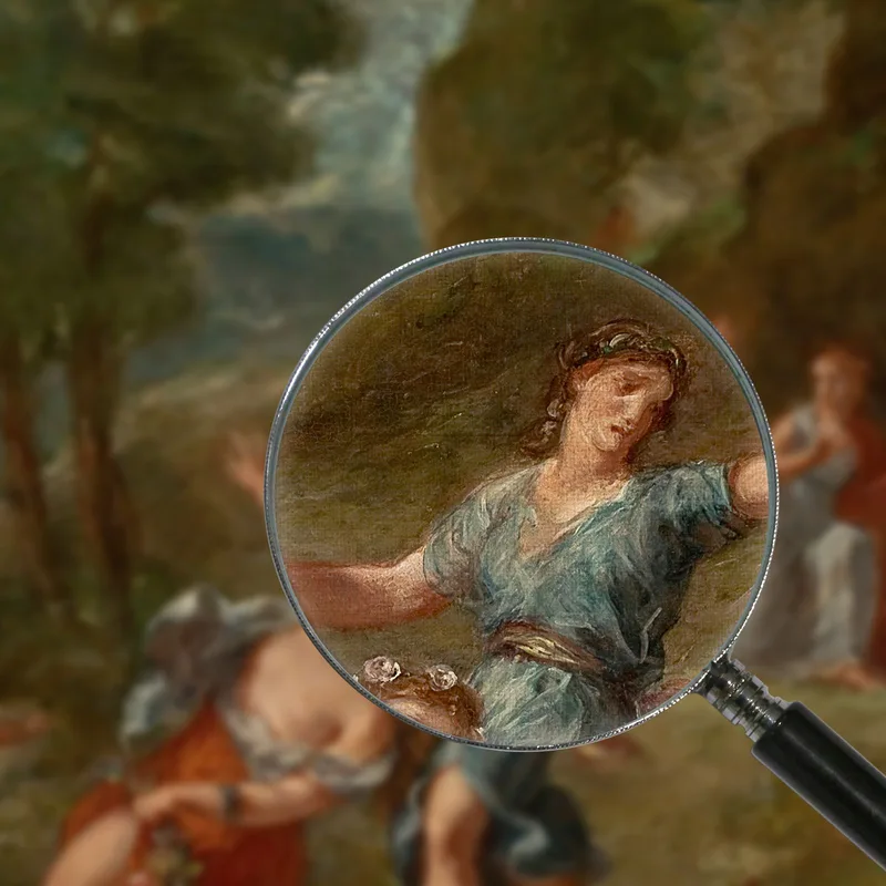 Der Frühling Eurydike Wird Beim Blumenpflücken Von Einer Schlange Gebissen Eurydikes Tod Eugène Delacroix