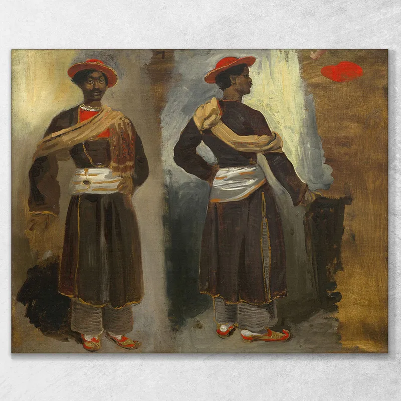 Deux Études D'Un Indien Debout De Calcutta Eugène Delacroix