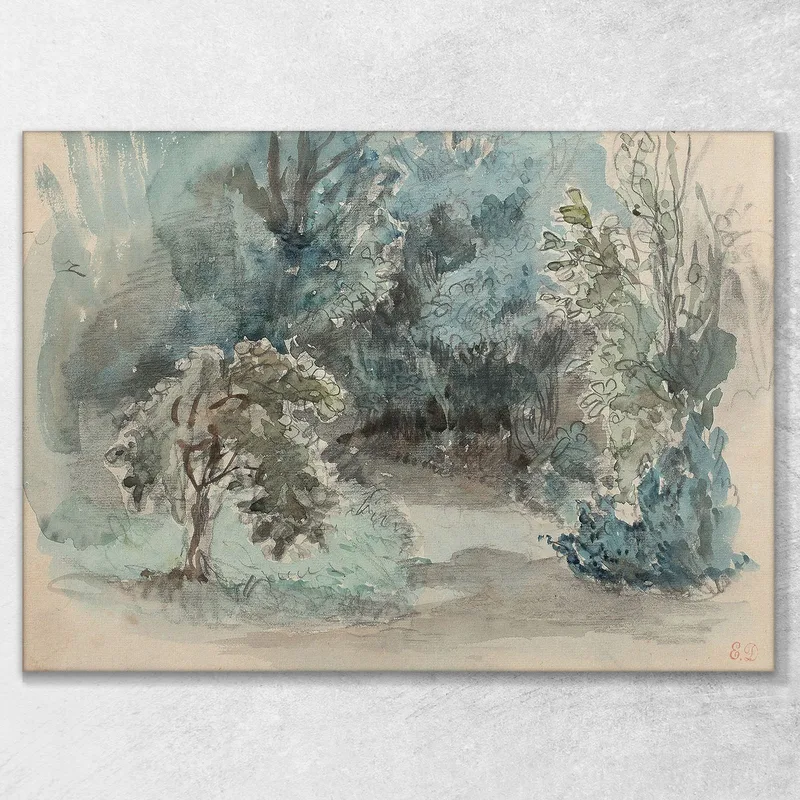 Presumed View Of The Champrosay Garden Eugène Delacroix
