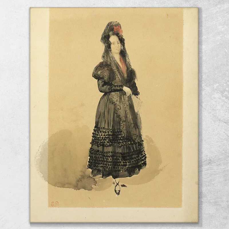 Jeune Dame Espagnole En Costume De Manola Eugène Delacroix