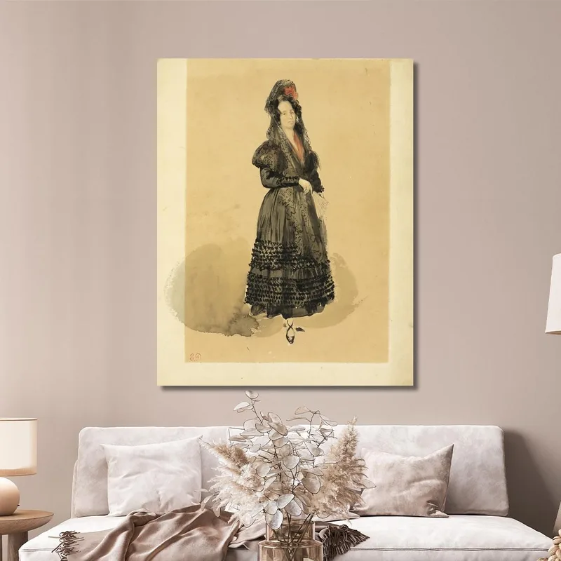 Jeune Dame Espagnole En Costume De Manola Eugène Delacroix