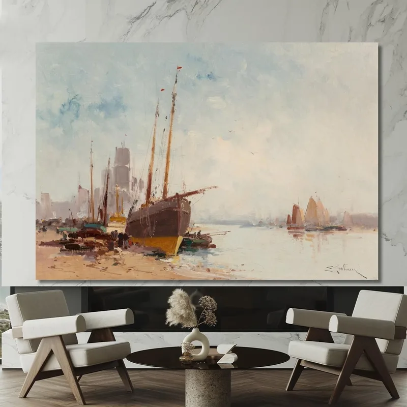 Bateaux Au Port Eugène Galien-Laloue