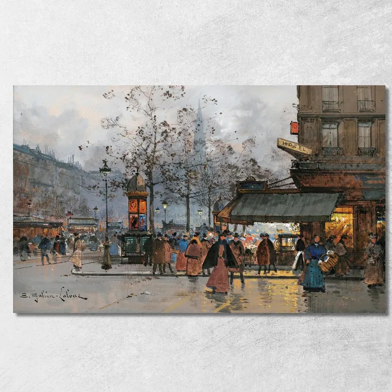 Boulevard Animé À Paris Eugène Galien-Laloue tableau impression sur toile