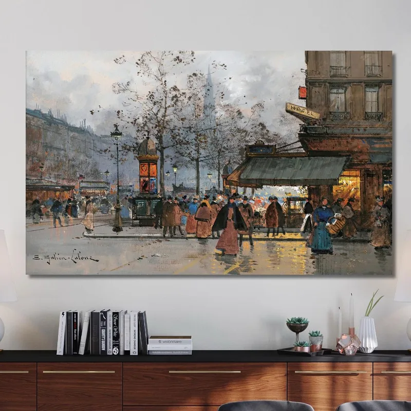 Lively Boulevard In Paris Eugène Galien-Laloue