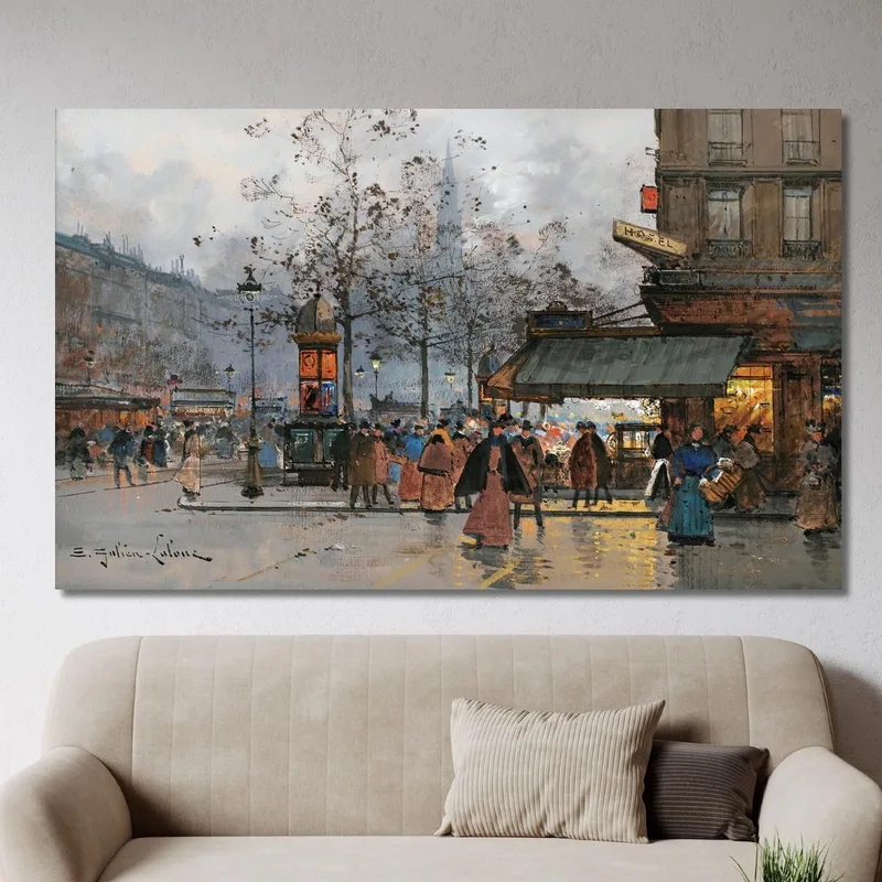 Lively Boulevard In Paris Eugène Galien-Laloue