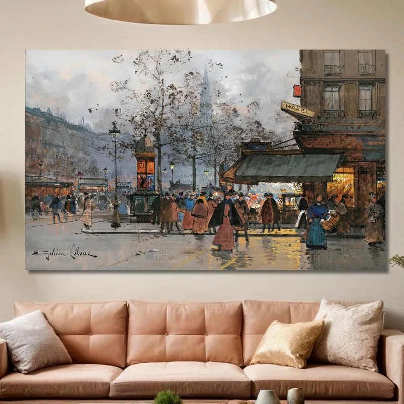 Lively Boulevard In Paris Eugène Galien-Laloue