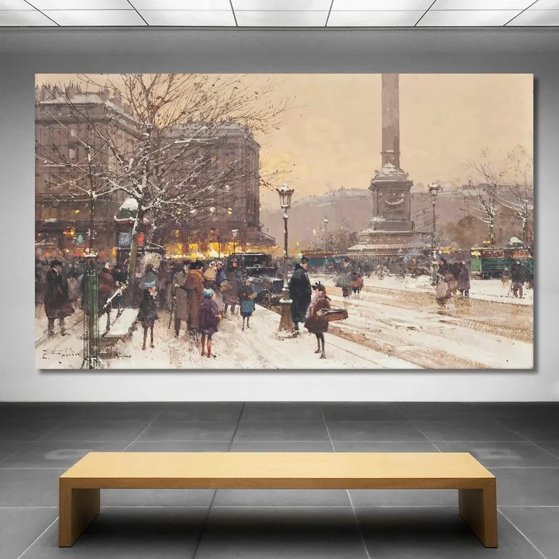 Figuren Im Schnee Der Place De Concorde Paris Eugène Galien-Laloue