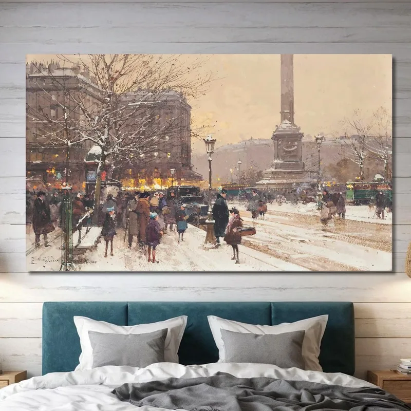 Figuren Im Schnee Der Place De Concorde Paris Eugène Galien-Laloue