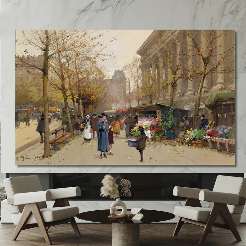Flower Market La Madeleine Eugène Galien-Laloue