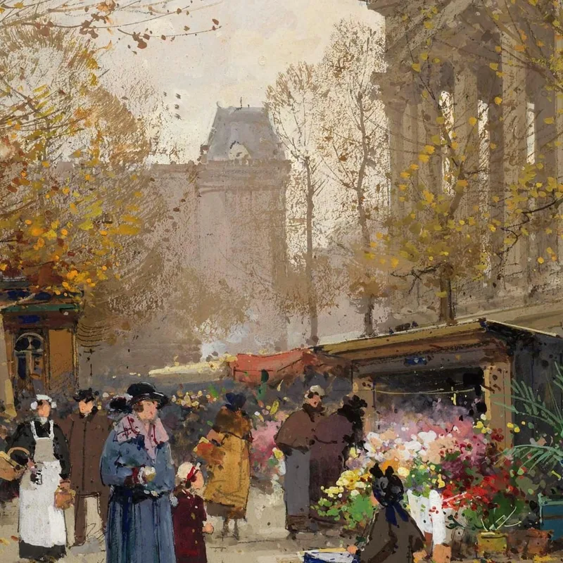 Flower Market La Madeleine Eugène Galien-Laloue