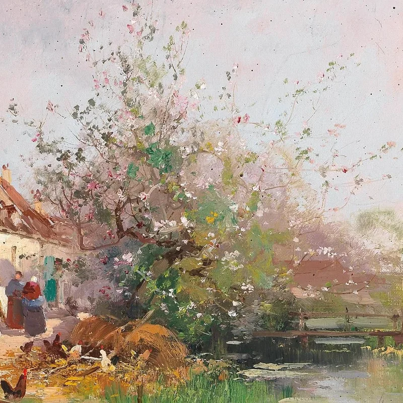 Frühlingstag Am Bachufer Eugène Galien-Laloue