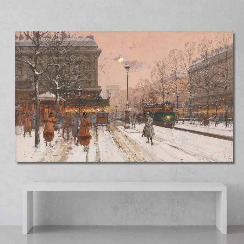 Le Grand Boulevard Sous La Neige Eugène Galien-Laloue