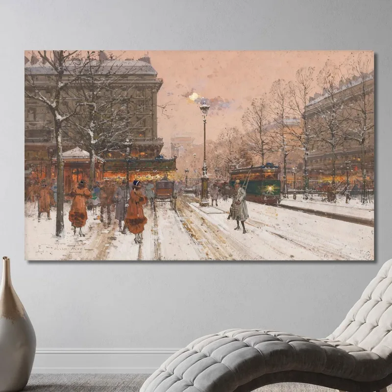Le Grand Boulevard Sous La Neige Eugène Galien-Laloue