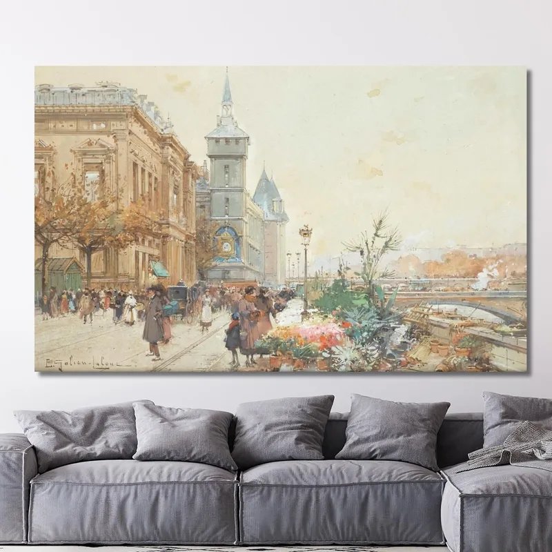 Der Blumenmarkt 2 Eugène Galien-Laloue