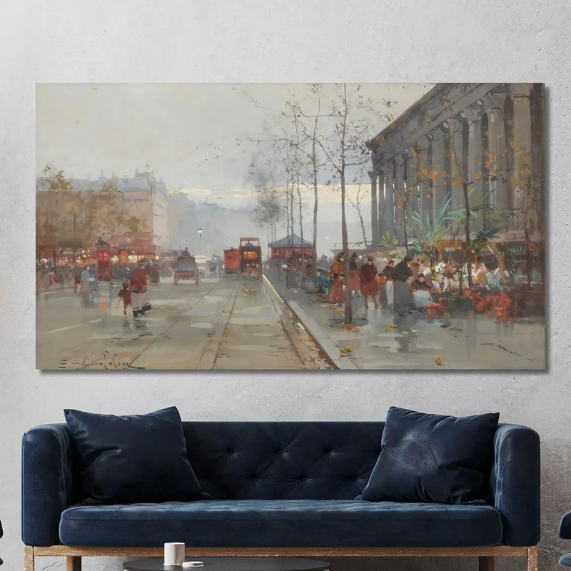 Le Marché Aux Fleurs De La Madeleine Eugène Galien-Laloue