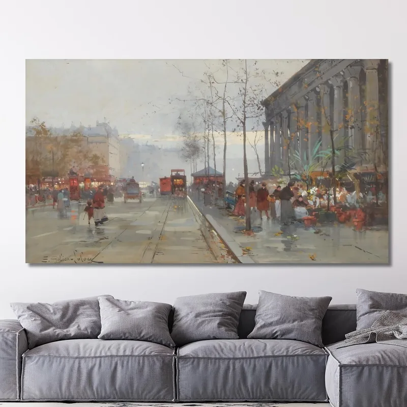 Le Marché Aux Fleurs De La Madeleine Eugène Galien-Laloue