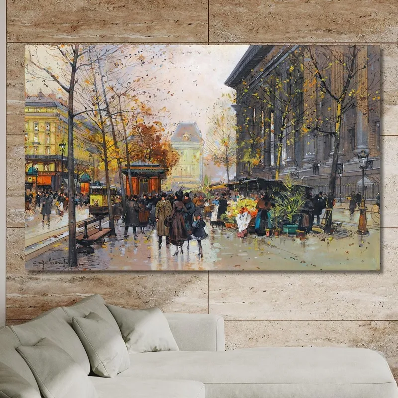 Le Marché Aux Fleurs La Madeleine Eugène Galien-Laloue