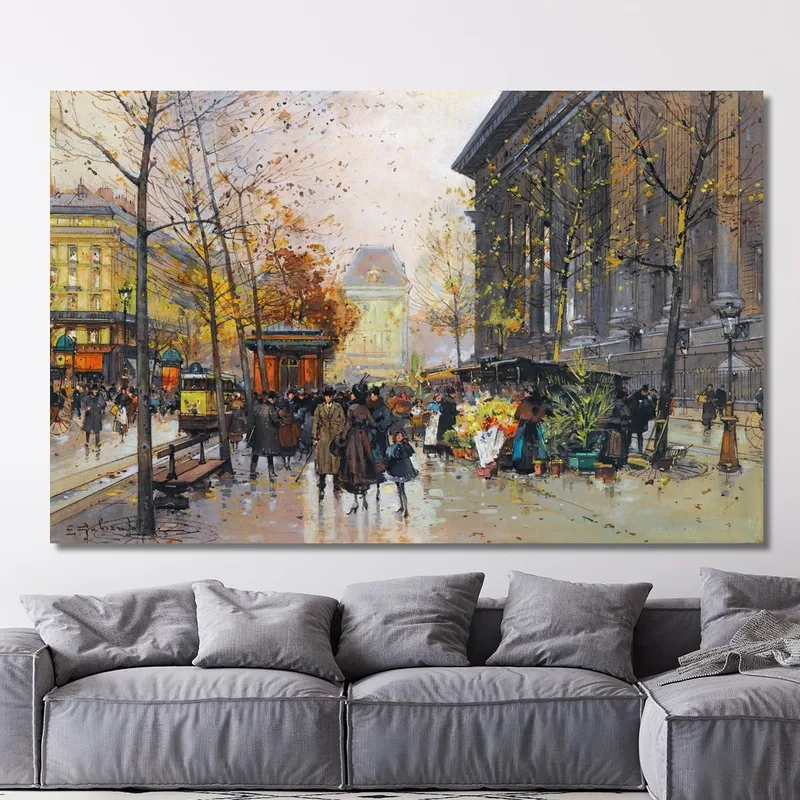 Le Marché Aux Fleurs La Madeleine Eugène Galien-Laloue