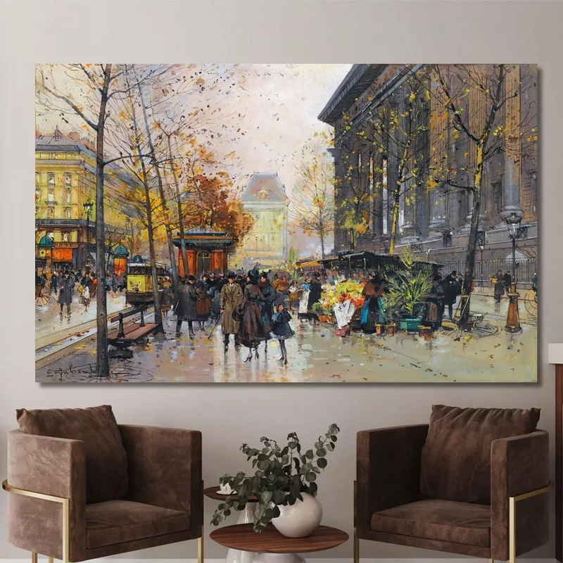 Le Marché Aux Fleurs La Madeleine Eugène Galien-Laloue