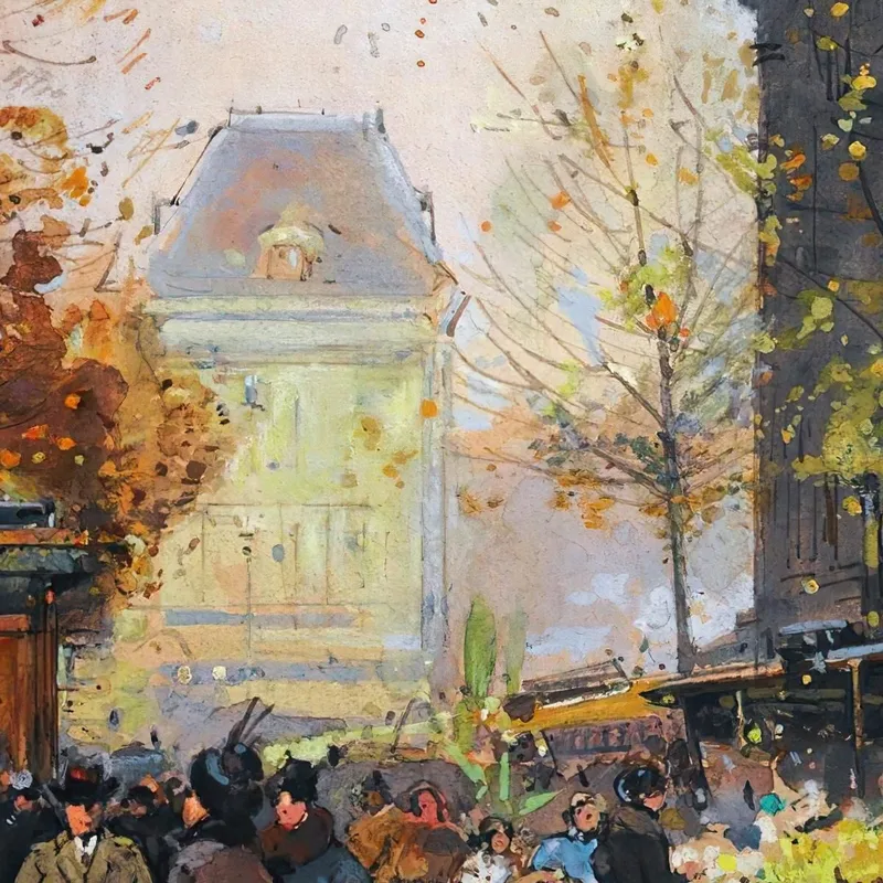 Le Marché Aux Fleurs La Madeleine Eugène Galien-Laloue