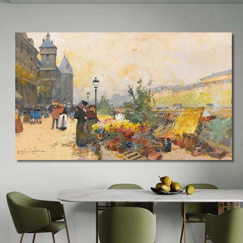 Il Mercato Dei Fiori In Città Eugène Galien-Laloue