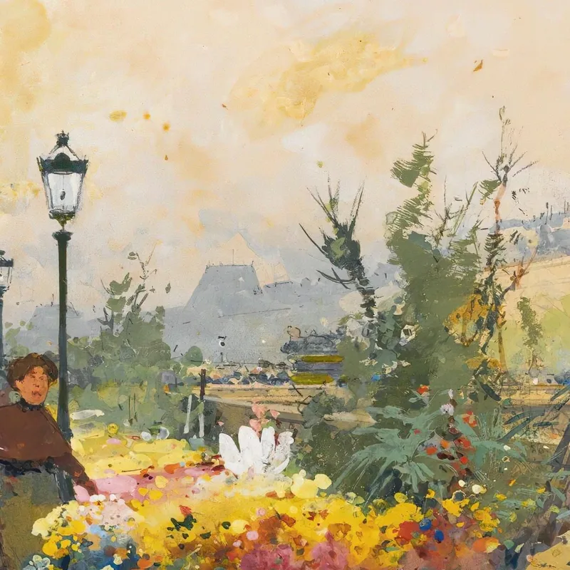 Il Mercato Dei Fiori In Città Eugène Galien-Laloue