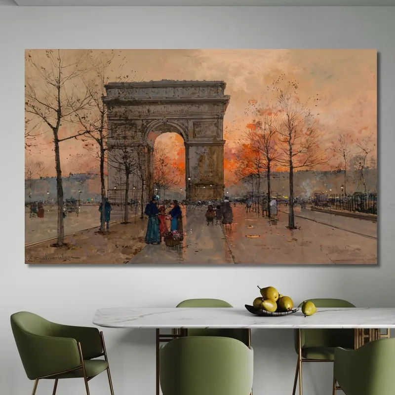 The Arc De Triomphe On The Place De L'Étoile Eugène Galien-Laloue