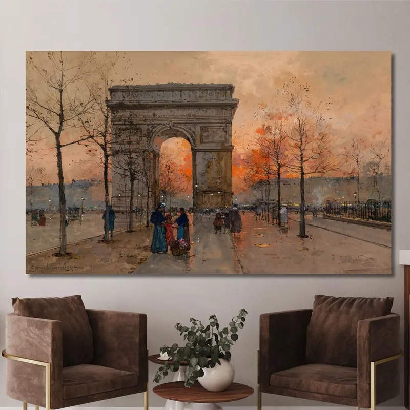 The Arc De Triomphe On The Place De L'Étoile Eugène Galien-Laloue
